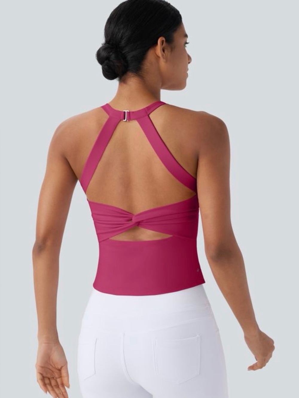Soft Buttery Cut Out Magenta Twist-Back Athletic Yoga Tank Top NWT
